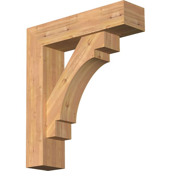 Ekena Millwork Merced Block Smooth Bracket w/ Offset Brace, Western Red Cedar, 7 1/2"W x 30"D x 34"H BKT0806X30X34MRC05SWR - main